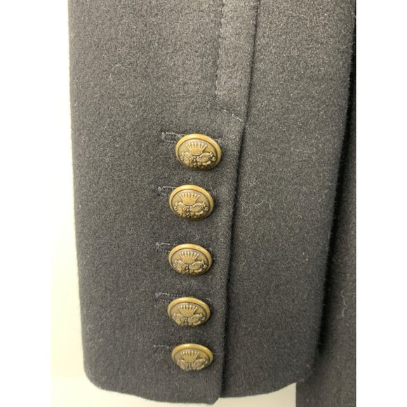 7 for all Mankind Wool Pea coat Black Leather Trim Size Small Button 6629 - Picture 7 of 12